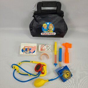 Fisher-Price Vintage 1987 Medical Kit #2010 Carry Case Toy Doctor Set